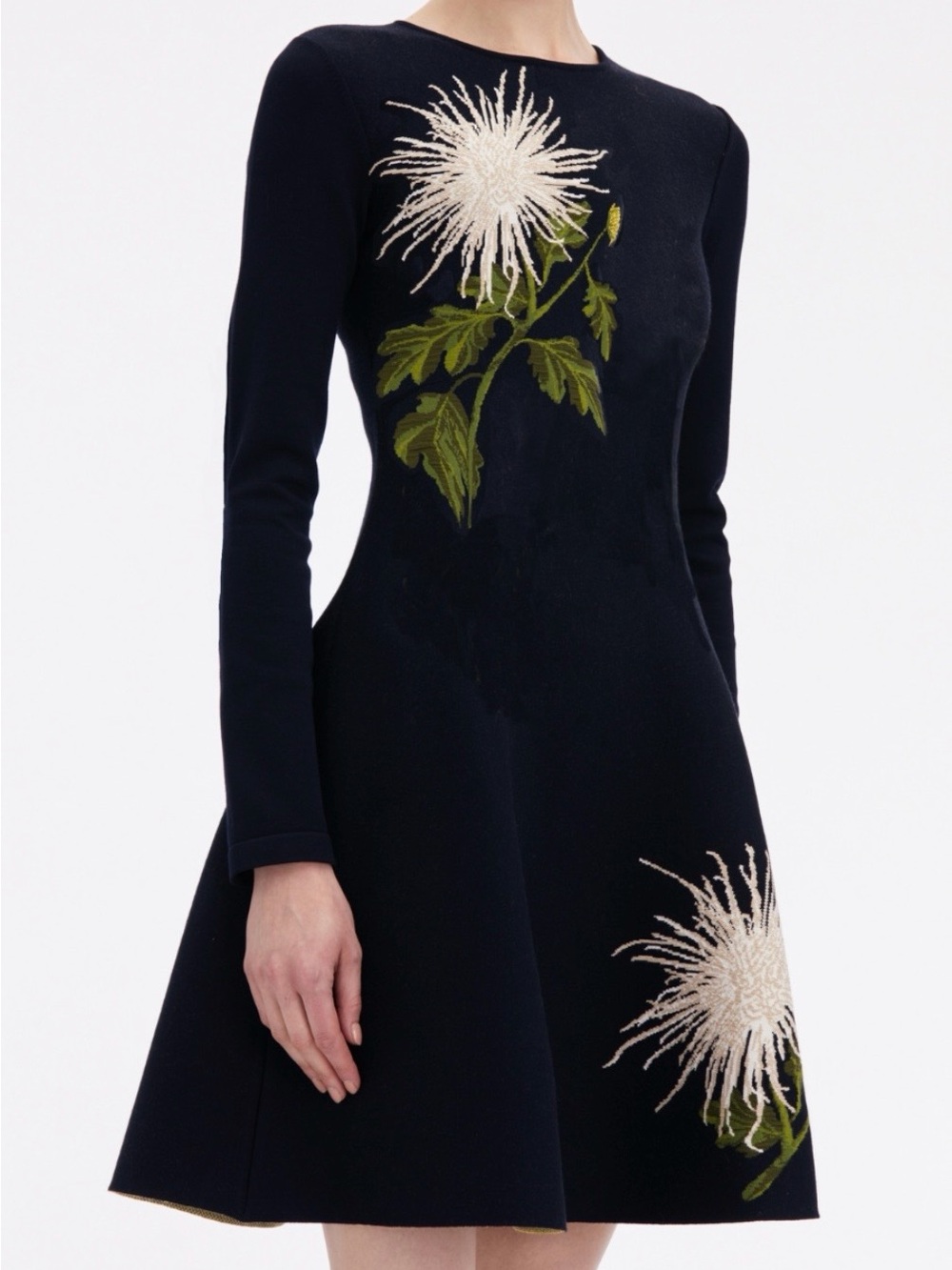 Oscar de La renta navy chrysanthemum dress Largr